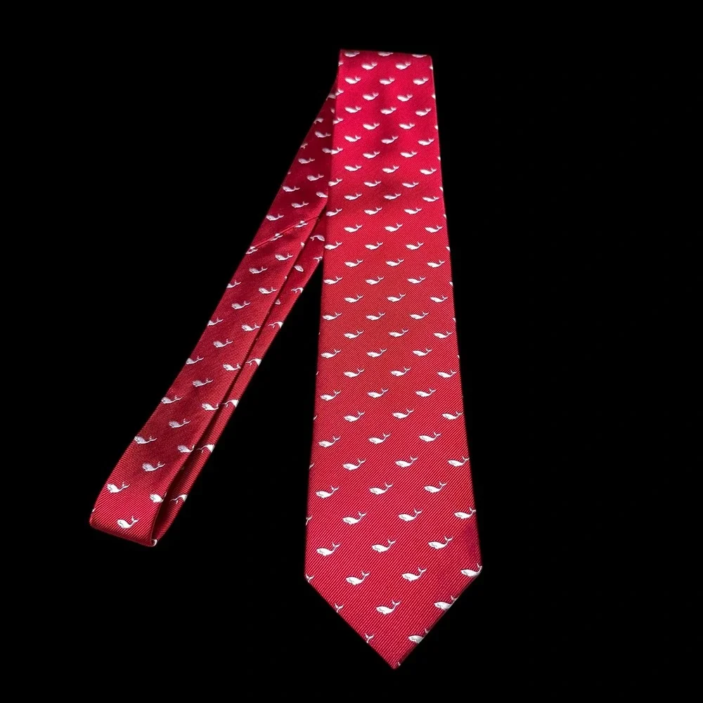 Jos. A. Bank Heritage Collection Red Silk Whale Print Mens Tie Nautical Preppy